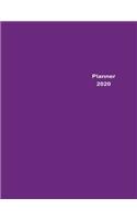 2020 Planner Weekly & Monthly 8.5x11 Inch: Purple Minimalist Clear Cover One Year Weekly and Monthly Planner + Calendar Views