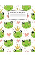 Composition Notebook: Cute Frog Princess Wide Ruled Composition Book