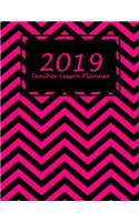 2019 Teacher Lesson Planner: Black Pink Color, 2019 Weekly Monthly Teacher Planner And Record Book 8.5" x 11" Weekly Spreads Include Space to Write Your Lessons Plans For Each S