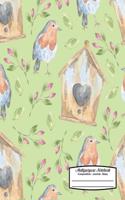 Multipurpose Notebook Composition Journal Diary: Watercolor Birds and Bird Houses - 8.5in X 11in Softcover Book for School or Activities, College Ruled, 150 Pages (75 Sheets Front & Back)