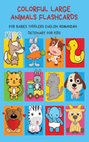 Colorful Large Animals Flashcards for Babies Toddlers English Romanian Dictionary for Kids