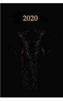 2020: Agenda semainier 2020 - Calendrier des semaines 2020 - Design noir éléphant