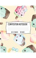 Kawaii Composition Journal: College ruled, 8.5x11, 110 pages