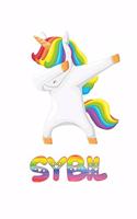 Sybil: Sybil 6x9 Journal Notebook Dabbing Unicorn Rainbow