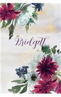 Bridgett: Personalized Journal Gift Idea for Women (Burgundy and White Mums)