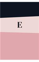 Monogram Initial E Notebook: Pink Geometric, Wide Ruled Notebook for Women, 120 Pages, 6x9 Inch