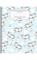 Primary Composition Notebook Midline Story Paper Journal: Cow Pattern Notebook For Grades K-2 - Picture Space - Dashed Midline Paper - Early Childhood Kindergarten Book For Kids