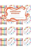 Composition Notebook: A 8.5x11 Inch Matte Softcover Paperback Notebook Graph Paper Journal - 120 pages 5x5 Grids -Back to School Art Class Watercolors Paintbrush Crayons