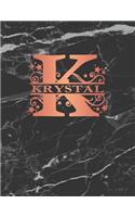 Krystal: Personalized Journal Notebook for Women or Girls. Monogram Initial K with Name. Black Marble & Rose Gold Cover. 8.5 X 11 110 Pages Lined Journal Pap