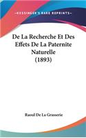 de La Recherche Et Des Effets de La Paternite Naturelle (1893)