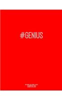 Notebook for Cornell Notes, 120 Numbered Pages, #GENIUS, Red Cover: For Taking Cornell Notes, Personal Index, 8.5"x11", Hashtag Series, Genius Edition