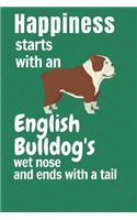 Happiness starts with an English Bulldog's wet nose and ends with a tail