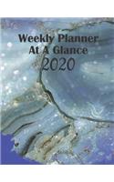 Weekly Planner At A Glance 2020: Dated Calendar With to Do list, Priority Scheduler, Daily Organizer Blue Marble Pattern