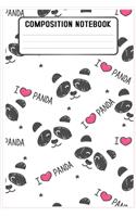 Composition Notebook: panda Pattern Pretty Wide Ruled Animal School Going Student Note Book - Cute Black & White Exercise Book and Journal For Teens Kids Students Girls f