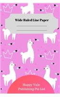 Cute Ilama Theme Wide Ruled Line Paper