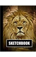 Sketchbook: Lion Cover Design - White Paper - 120 Blank Unlined Pages - 8.5" X 11" - Matte Finished Soft Cover