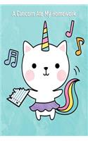 A Caticorn Ate My Homework: 6x9 Cute Fantasy Unicorn Design Lined Wide Ruled School Composition Book Paper Notebook Journal or Diary Unique Inspirational Gift for Friend or Fam