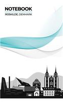 Notebook Roskilde, Denmark: Lined Ruled with Notes Section Box Modern City Skyline Themed Notebooks and Journals