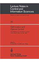 Optimization and Optimal Control: Proceedings of a Conference Held at Oberwolfach, March 16-22, 1980