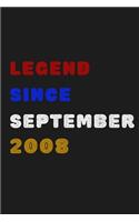 Legend Since September 2008 - Notebook Journal Birthday