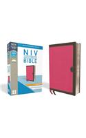 NIV, Thinline Bible, Compact, Imitation Leather, Pink/Brown, Red Letter Edition