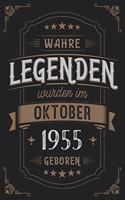 Wahre Legenden wurden im Oktober 1955 geboren: Vintage Geburtstag Notizbuch - individuelles Geschenk für Notizen, Zeichnungen und Erinnerungen - liniert mit 100 Seiten