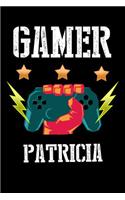 Gamer Patricia: Liniertes Notizbuch für deinen Vornamen