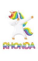 Rhonda: Rhonda 6x9 Journal Notebook Dabbing Unicorn Rainbow