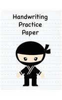 Handwriting Practice Paper: 8.5 x 11 Notebook with Dotted Lined Sheets - 100 Pages - Black Ninja