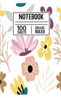 Notebook 100 Sheets College Ruled: 100 Page Notebook Or Journal For Professionals and Students, Teachers and Writers