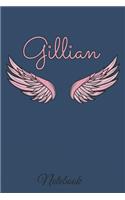 Gillian Notebook: A beautiful personalized angel wings soft cover notebook with 100 lined pages in 6x9 inch format. Personal Diary Personalized Journal Customized Jou