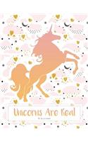 Unicorn Notebook (Journal, Diary): Unicorns Are Real: Pink XL 8.5 x 11 Lined(Journals to Write in)