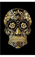 Sugar Skull Notebook: Gold Skull Ornament Blank Lined Journal / Diary To Write In, Sugar Skull Gifts For Women, Men, Girls, Boys, Kids And Adults (6" x 9")