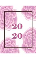 2020: Custom Design Pink Floral 2020 Planner Dated Journal Notebook Organizer Gift - Daily Weekly Monthly Annual Activities Calendars Notes To Do Lists - 