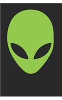 Awesome Alien Head Notebook in Green and Black 120 Pages Lined