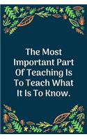 The Most Important Part Of Teaching Is To Teach What It Is To Know