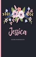 Jessica: Personalized Floral XL Journal with Pink Lettering, Girl Names/Initials 8.5x11, Journal Notebook with 110 Inspirational Quotes, Journals to Write in