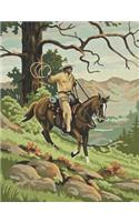 Composition Book Journal: : Vintage Paint-By-Number Pbn Mid Century, Retro Western Cowboy Horse Motif Cover, Wide Ruled Paper, 150 Blank Lined Sheets, 9-3/4 X 7-1/2.