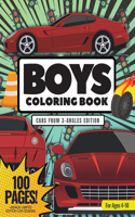 Boys Coloring Book, Cars From 3-Angles Edition 100 Pages