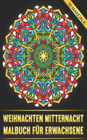 Weihnachten Mitternacht Malbuch für Erwachsene: 50 Mandala für Weihnachten in schwarzem Hintergrund, Entspannung und Meditation Malvorlagen für Erwachsene, Mandala Malbuch
