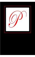 P: Monogrammed Journal with a Stately Red Capital Letter P on a White Background