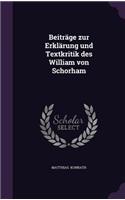 Beitrage Zur Erklarung Und Textkritik Des William Von Schorham