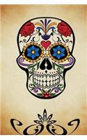 Cool Skull Decorated with Flowers Day of the Dead Journal