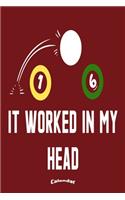 It Worked In My Head: Calendar, Diary or Journal Gift for Pool Billiards and Snooker Players, Fans and Lovers who like Funny Billiards Quotes, Slogans and Sayings with 10