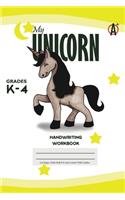 My Unicorn Primary Handwriting k-4 Workbook, 51 Sheets, 6 x 9 Inch, Yellow Cover