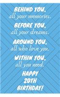 Behind You All Your Memories Before You All Your Dreams Happy 20th Birthday