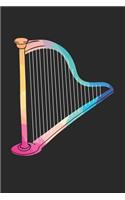 Harp Notebook - Low Poly Harp Diary - Harp Player Gift - Harp Journal