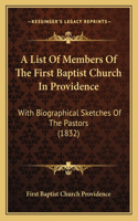 List Of Members Of The First Baptist Church In Providence