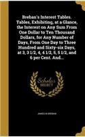 Breban's Interest Tables. Tables, Exhibiting, at a Glance, the Interest on Any Sum from One Dollar to Ten Thousand Dollars, for Any Number of Days, from One Day to Three Hundred and Sixty-Six Days, at 3, 3 1/2, 4, 4 1/2, 5, 5 1/2, and 6 Per Cent. A