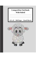 Composition Notebook Wide Ruled Lined Sheets: Pretty Under 11 Dollar Gifts Animal Sheep Pixel Mosiac Notebook Back to School and Home Schooling Journal For kids Girls Boys Teens Women students A